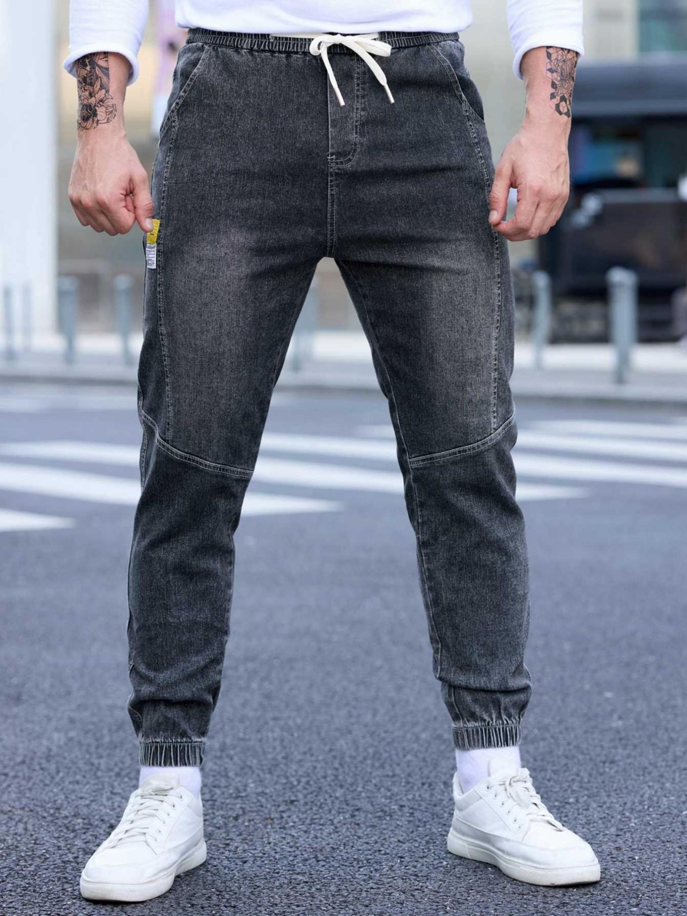 Men's Spring Summer Thin Denim Cargo Pocket Pants, New Arrival 2026 Casual Streetwear Workwear Jogger Jeans, Plain Pocket Jeans, Comfortable Men's Fashion Bottoms