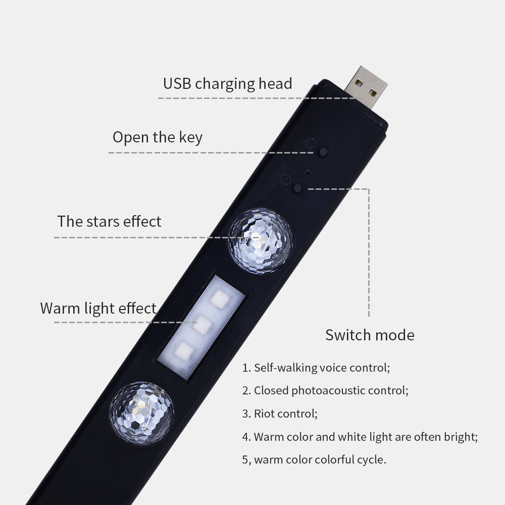 Wireless Car Ambient Light — Starry Sky Pattern & Warm Light (2-in-1)