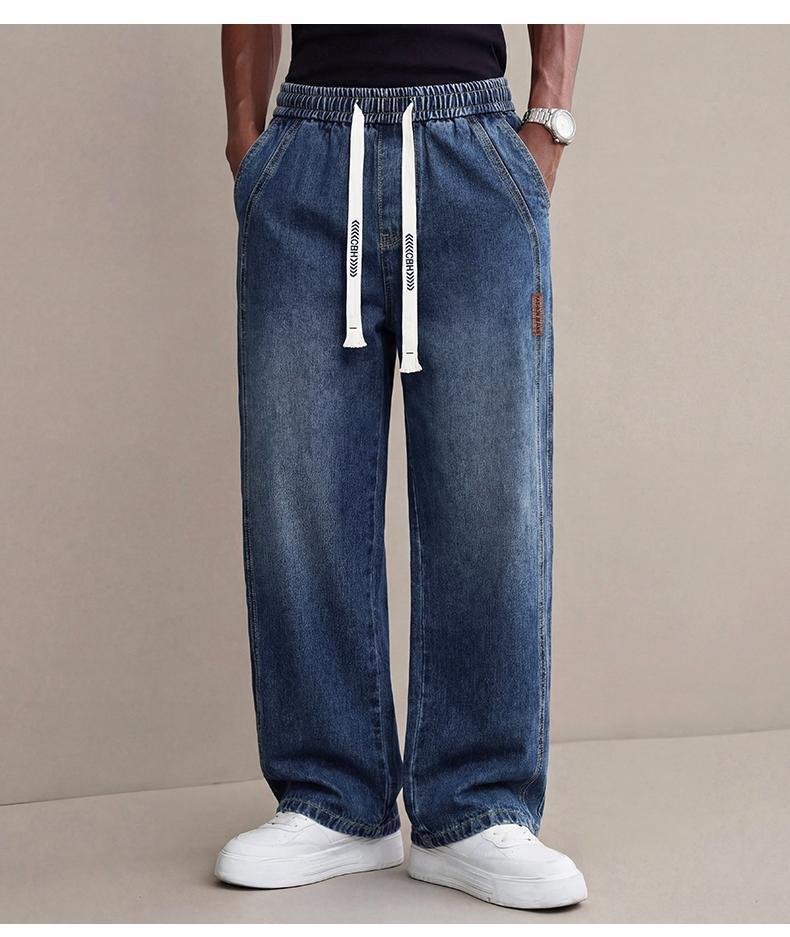 Men's stretch waist cargo jeans wide leg