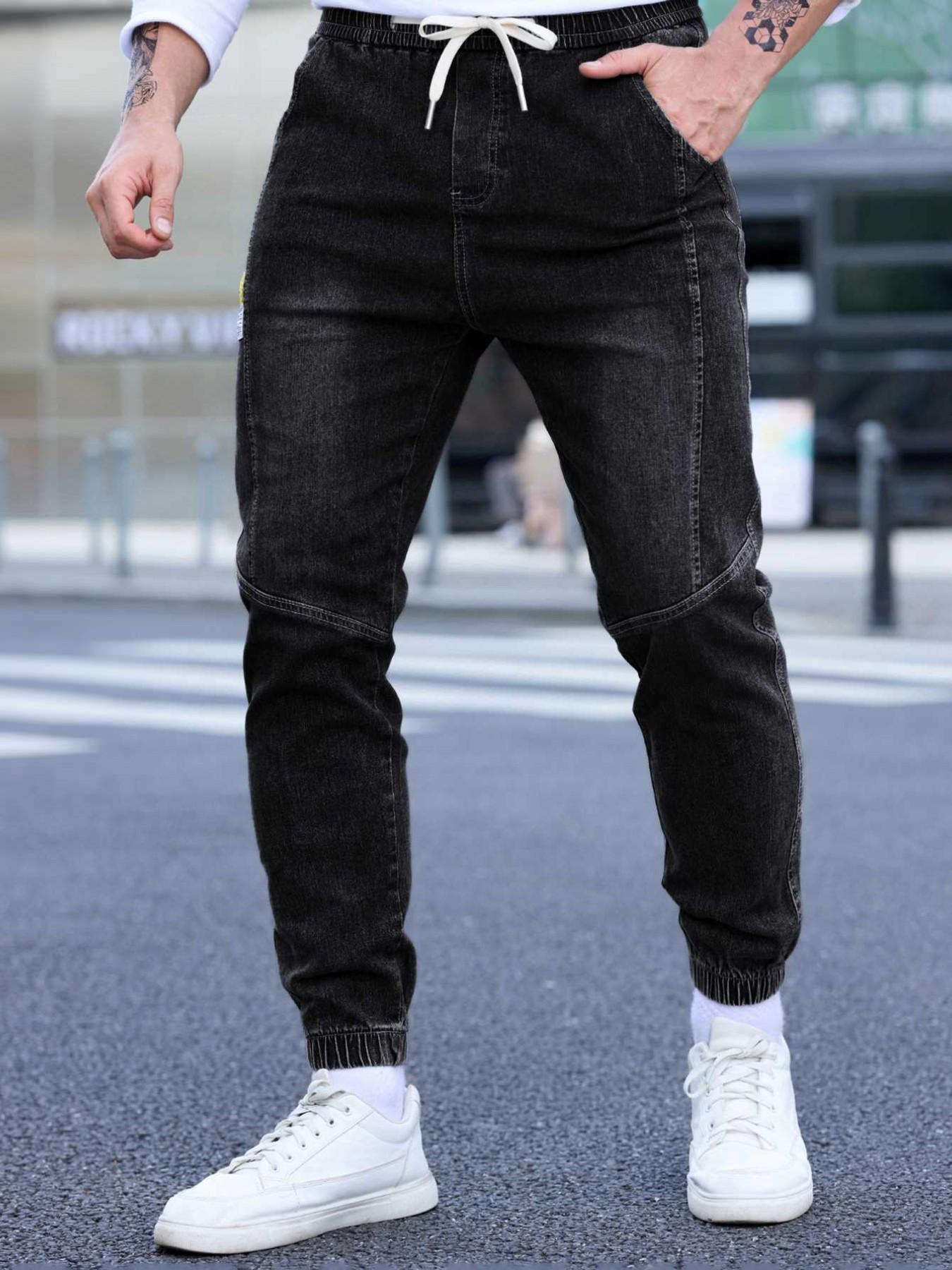 Men's Spring Summer Thin Denim Cargo Pocket Pants, New Arrival 2026 Casual Streetwear Workwear Jogger Jeans, Plain Pocket Jeans, Comfortable Men's Fashion Bottoms