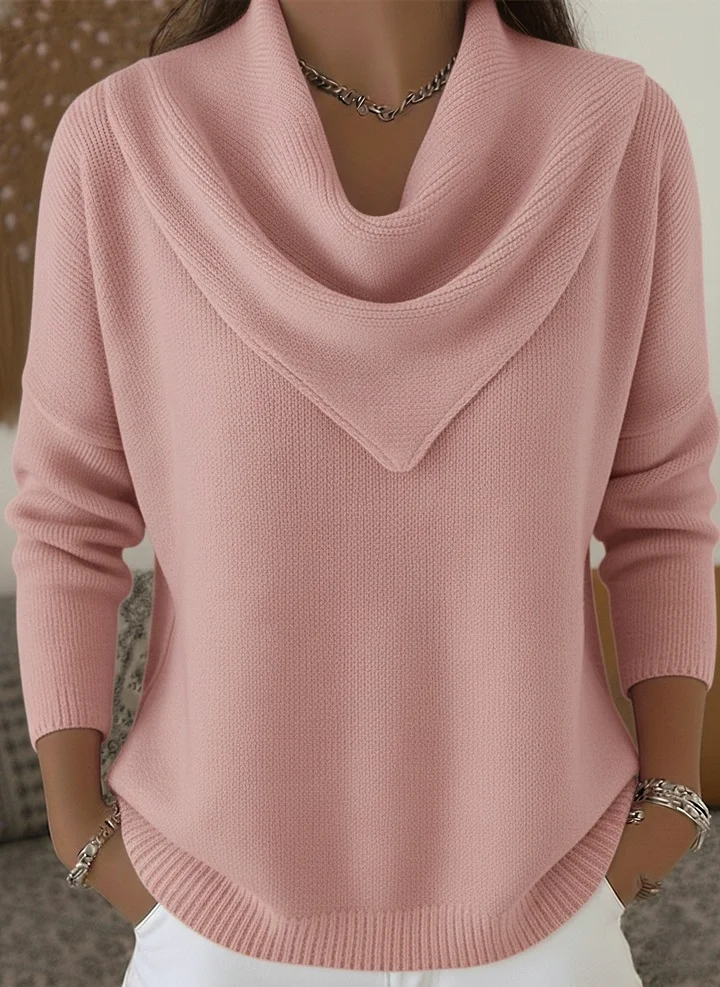 CLEARANCE SALE🔥 Elegant Retro Soft Triangle Neck Solid Color Sweater Top