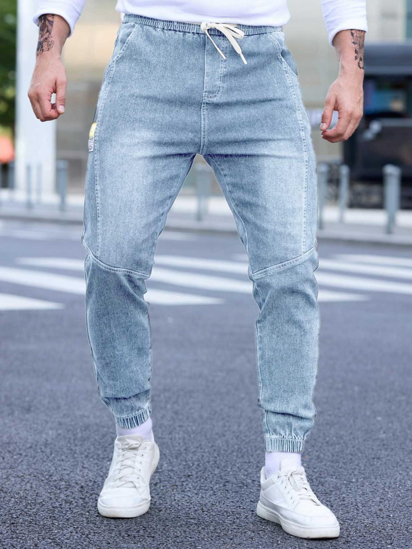 Men's Spring Summer Thin Denim Cargo Pocket Pants, New Arrival 2026 Casual Streetwear Workwear Jogger Jeans, Plain Pocket Jeans, Comfortable Men's Fashion Bottoms