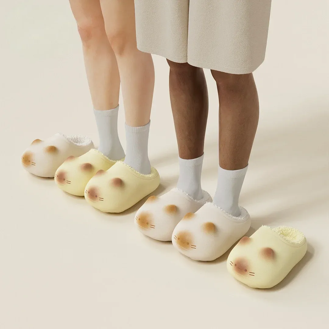 Cat Paws Footprints Fluffy Plush Fleece Height Increase Slippers for Winter Girls Gift Idea