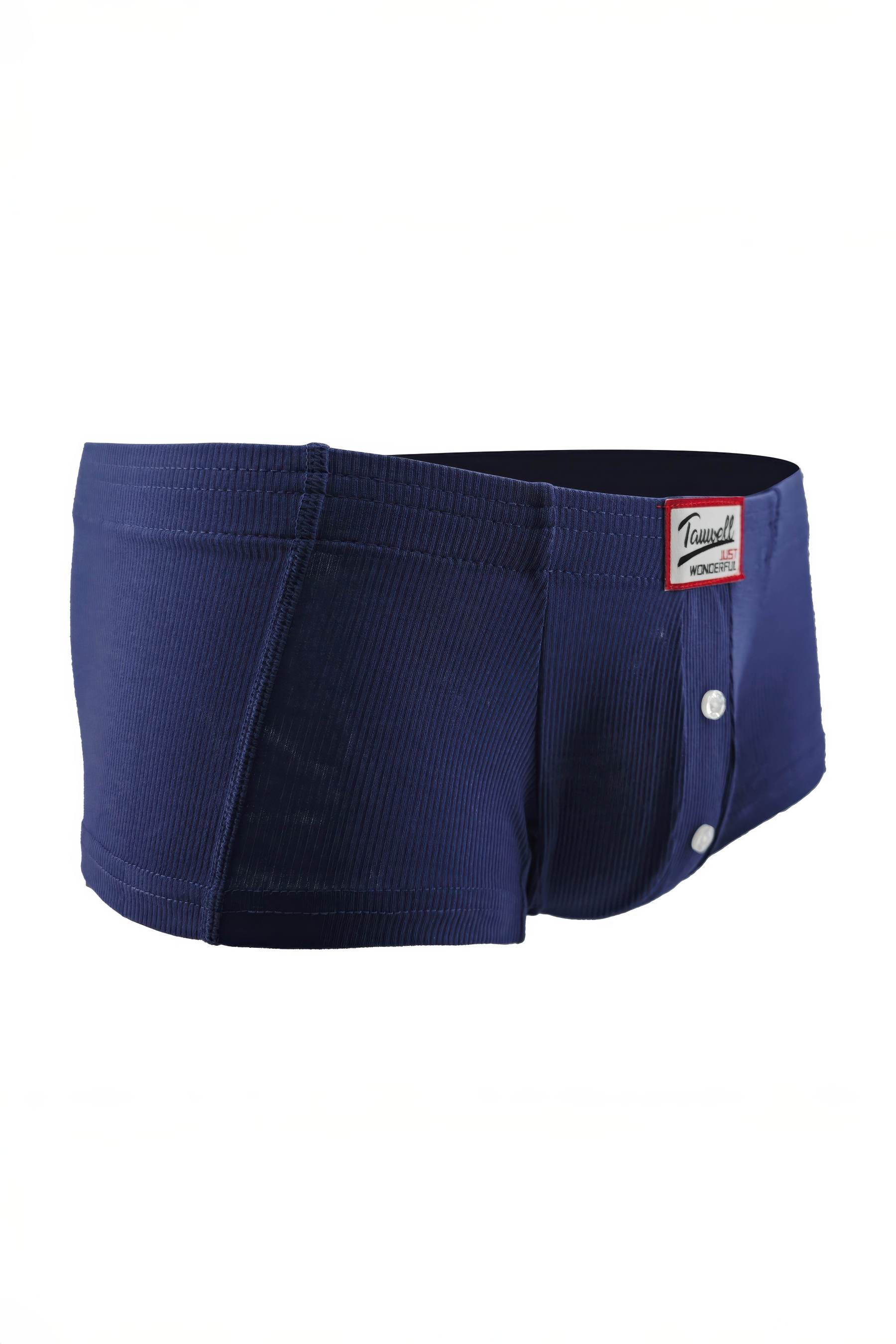 Men's Ribbed Boxer Briefs - Breathable Cotton Solid Color Underwear Set