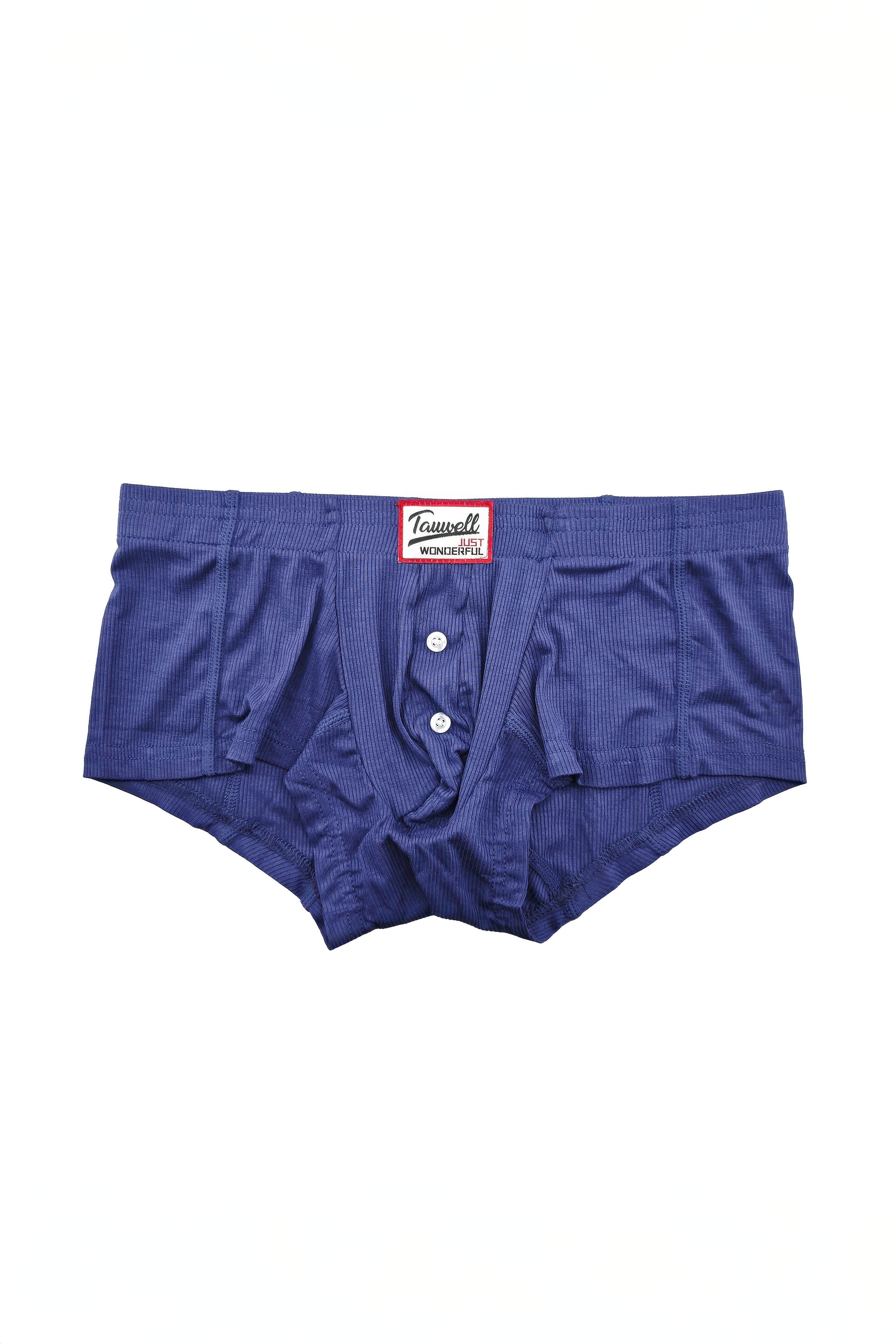 Men's Ribbed Boxer Briefs - Breathable Cotton Solid Color Underwear Set