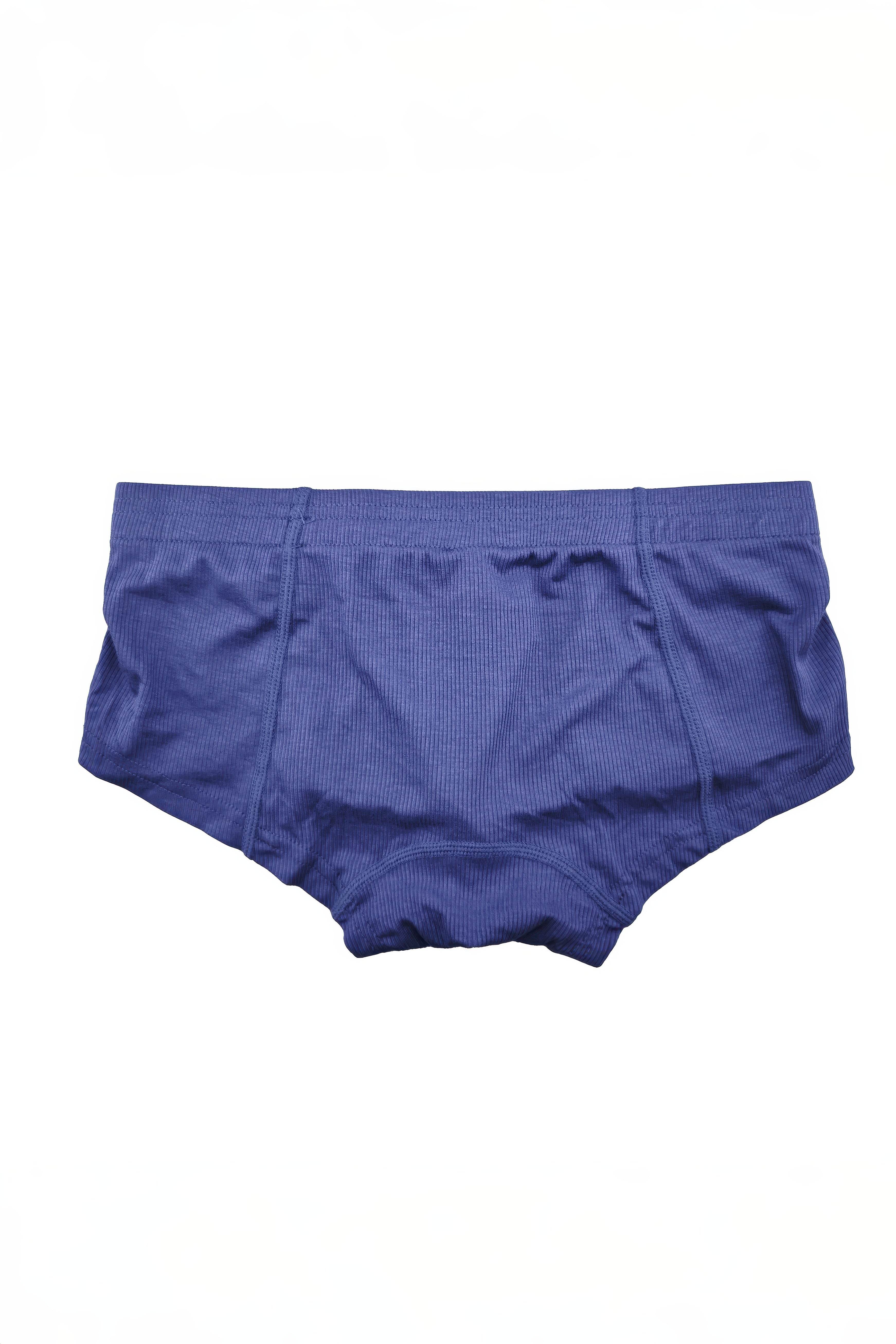 Men's Ribbed Boxer Briefs - Breathable Cotton Solid Color Underwear Set