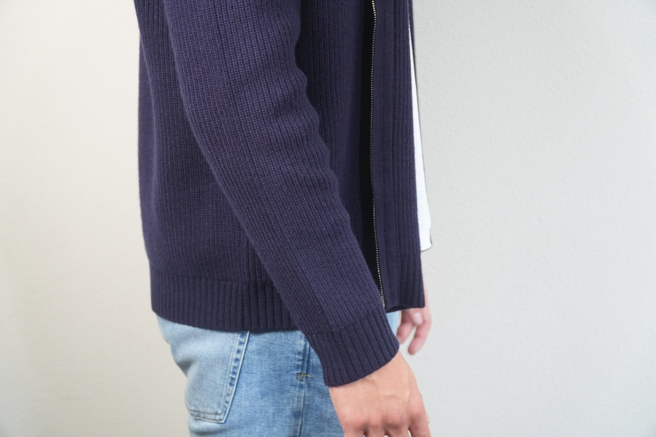 Navy Brushed Wool Blouson