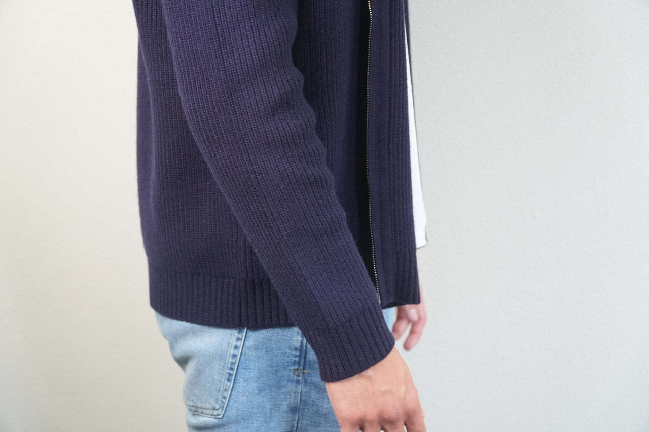 Navy Brushed Wool Blouson