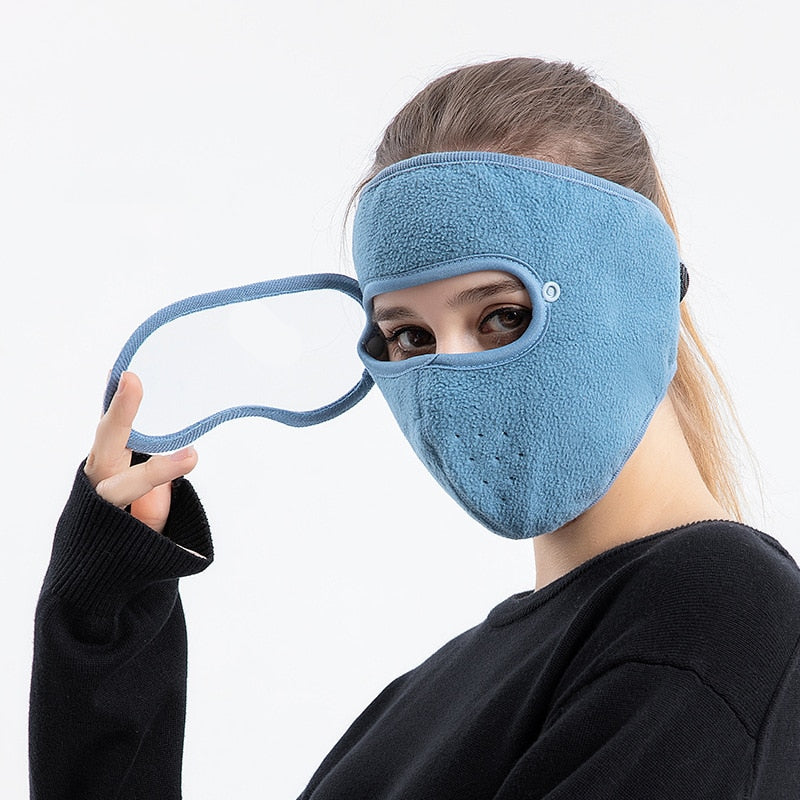Warm Windproof Face Mask Ski Breathable Masks and Shield Caps with HD Goggles