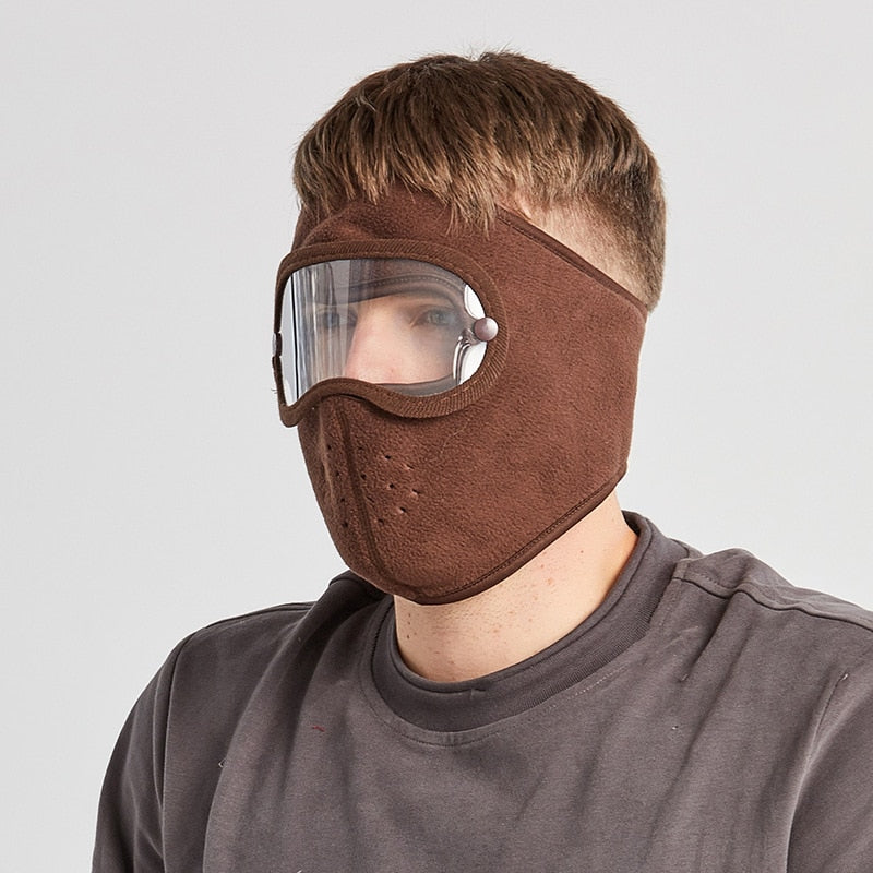 Warm Windproof Face Mask Ski Breathable Masks and Shield Caps with HD Goggles