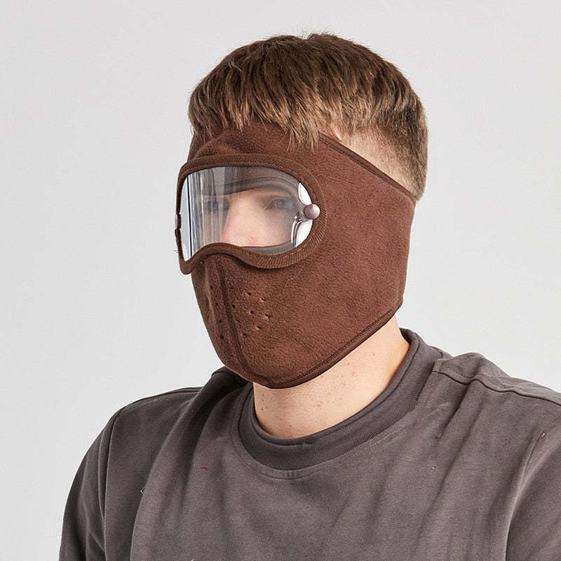 Warm Windproof Face Mask Ski Breathable Masks and Shield Caps with HD Goggles