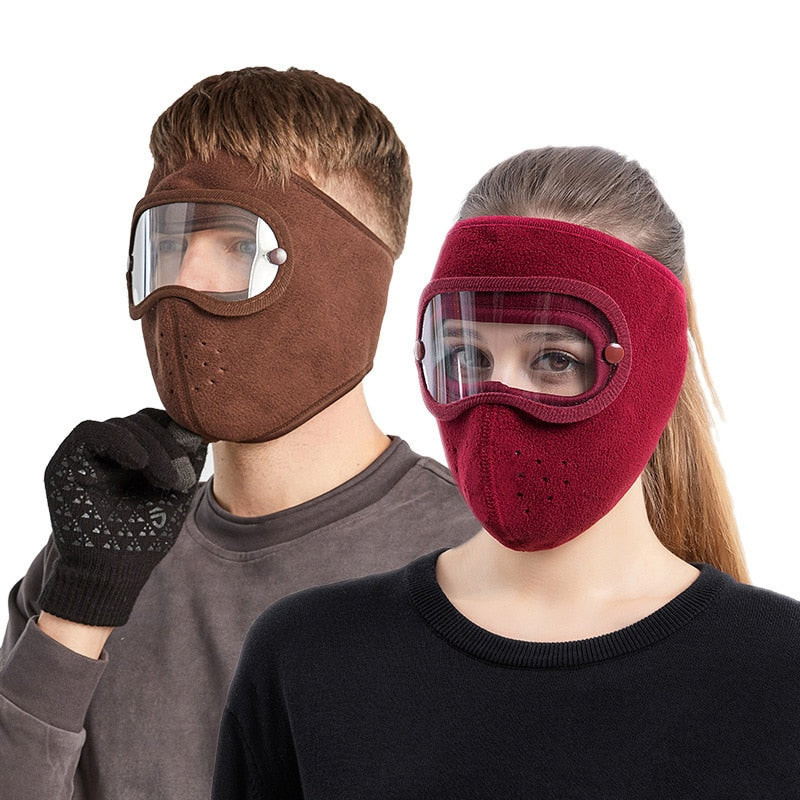Warm Windproof Face Mask Ski Breathable Masks and Shield Caps with HD Goggles