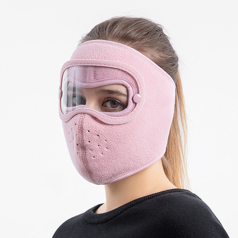 Warm Windproof Face Mask Ski Breathable Masks and Shield Caps with HD Goggles