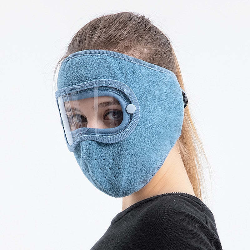 Warm Windproof Face Mask Ski Breathable Masks and Shield Caps with HD Goggles