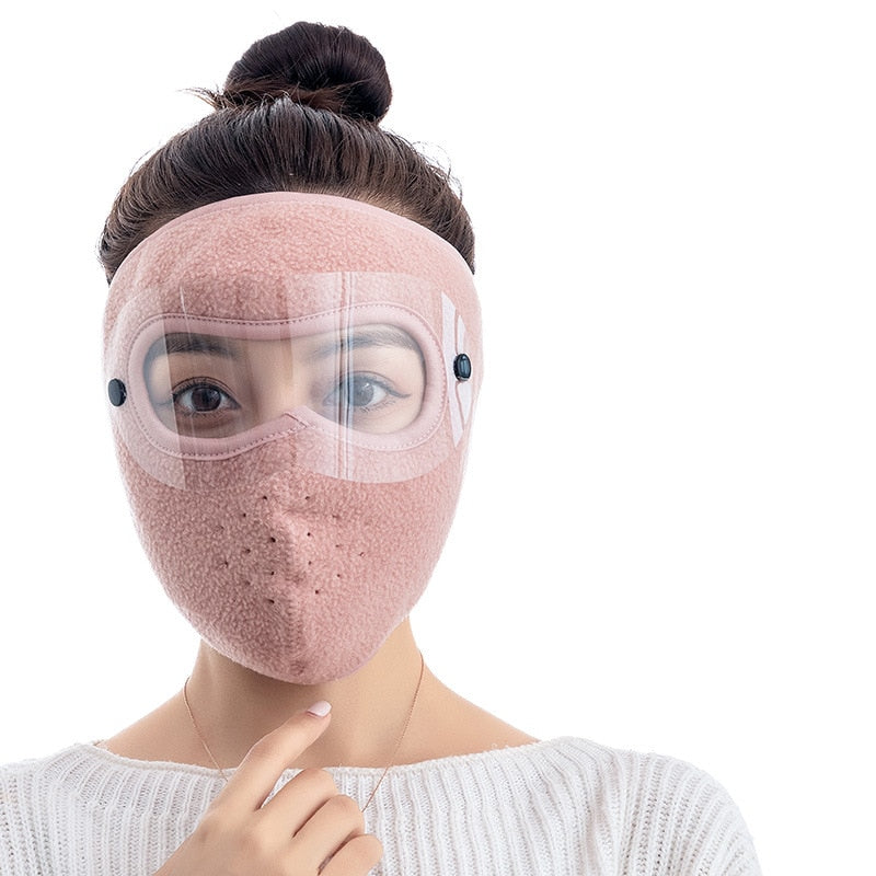 Warm Windproof Face Mask Ski Breathable Masks and Shield Caps with HD Goggles