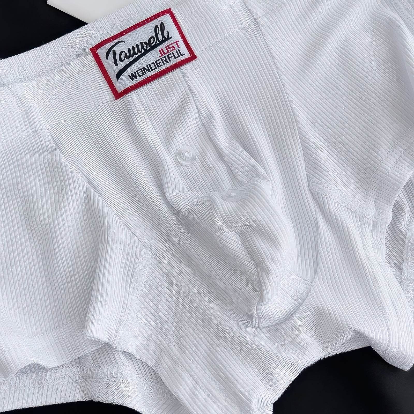 Men's Ribbed Boxer Briefs - Breathable Cotton Solid Color Underwear Set