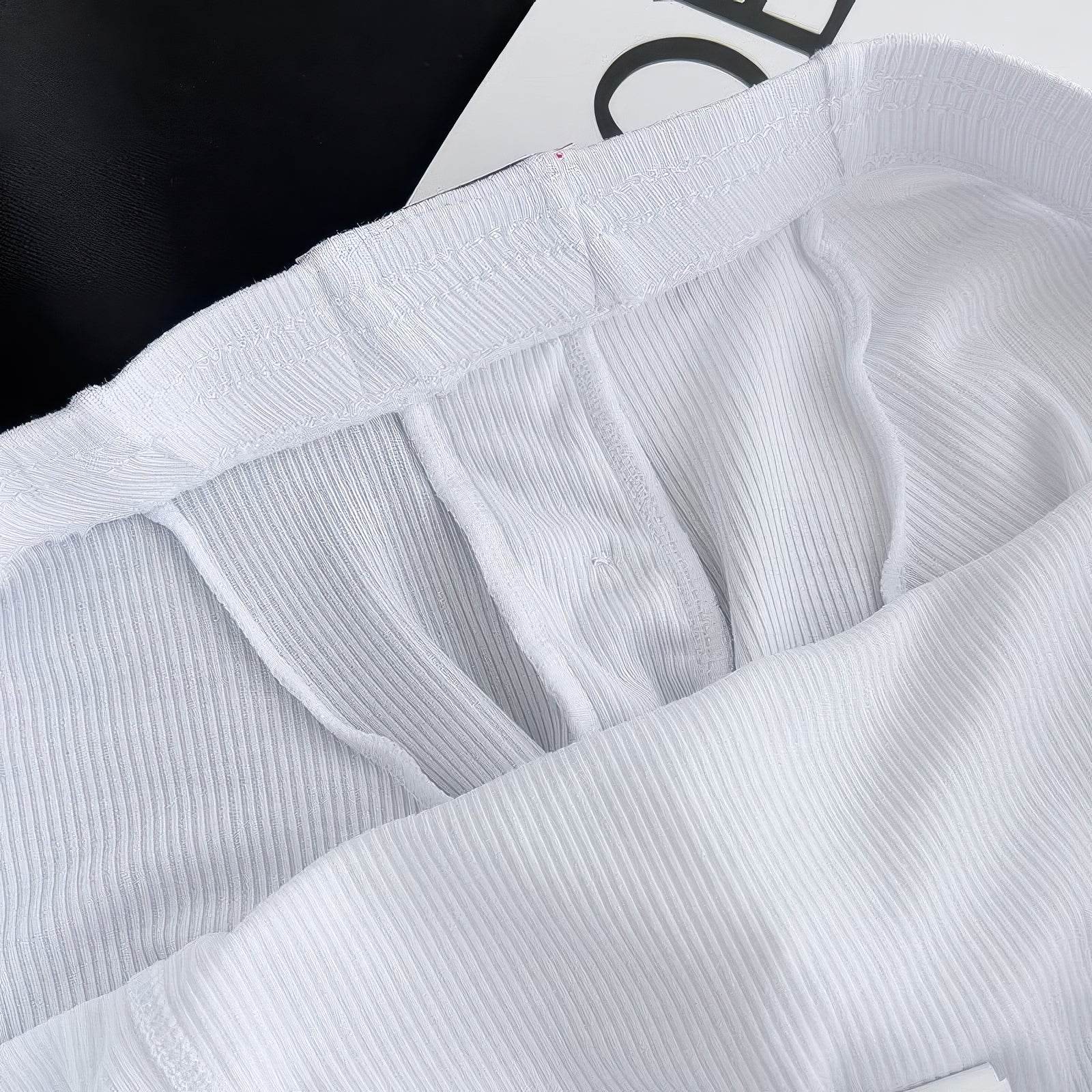 Men's Ribbed Boxer Briefs - Breathable Cotton Solid Color Underwear Set