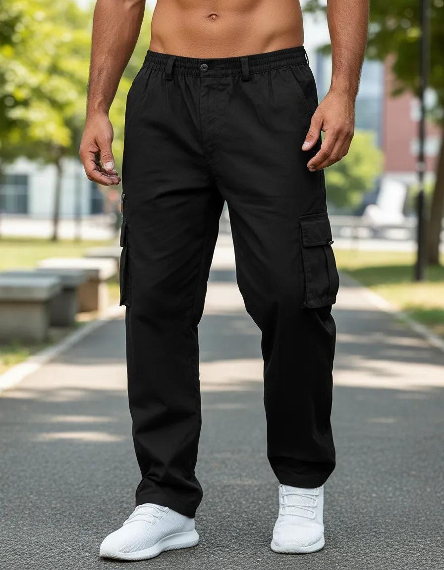 Men's work trousers, comfortable and flexible, straight leg design, multi-functional, expandable pockets.
