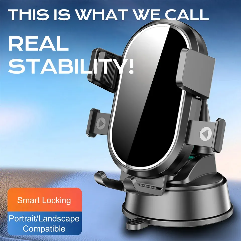 360° Adjustable Car Phone Mount 📱🚗: Circular reinforced base for stable support 💪, fits most mobile phones.