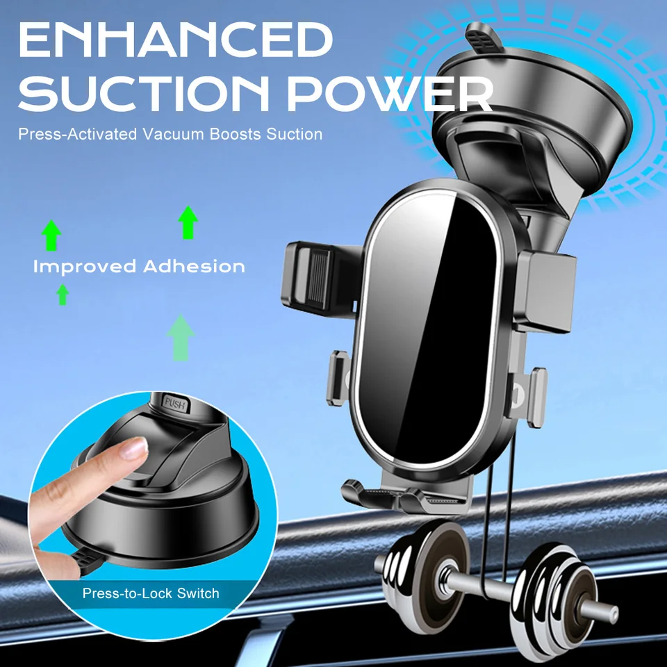 360° Adjustable Car Phone Mount 📱🚗: Circular reinforced base for stable support 💪, fits most mobile phones.