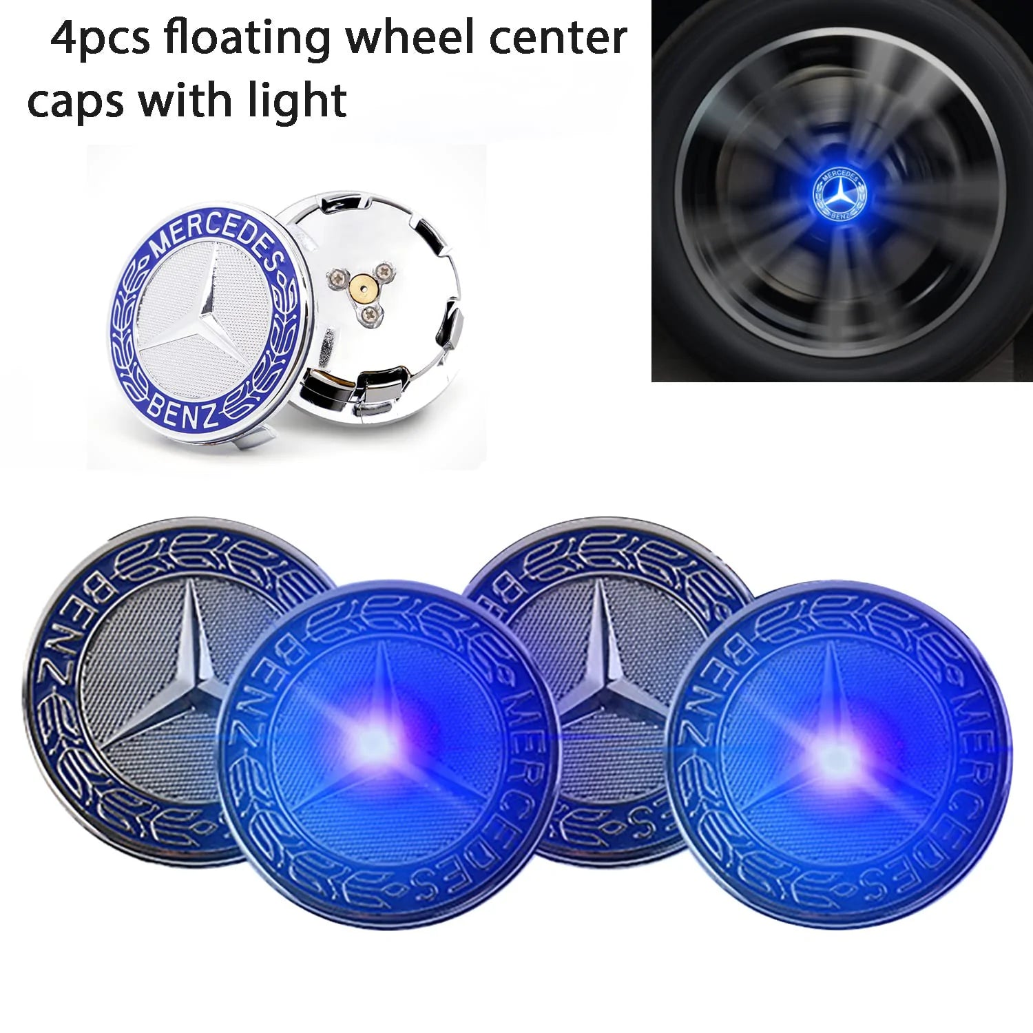 Custom Fit Floating LED Wheel Center Cover – Magnetic Suspension, Self-Charging, Waterproof, and Durable for All Weather