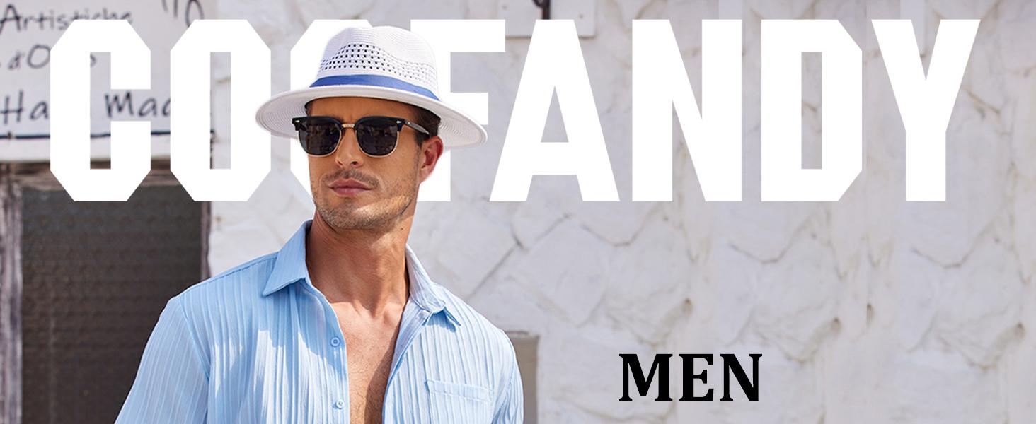 Coofandy Men's Casual Button Down Shirt - Navy Blue Textured Short Sleeve Fitted Collared Neck Summer Beach Top for Men - Canvas Coofandy Men's Casual Button Down Shirt - Navy Blue Textured Short Sleeve Fitted Collared Neck Summer Beach Top for Men - Canvas