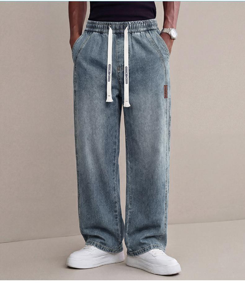 Men's stretch waist cargo jeans wide leg