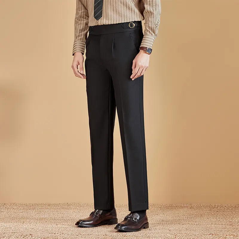 Autumn And Winter Italian Straight Leg Trousers for Men Neapolitan Drape Style Business Casual Pants Retro Gentleman Trousers Classic Stylish Formal Outfit Menswear Suit