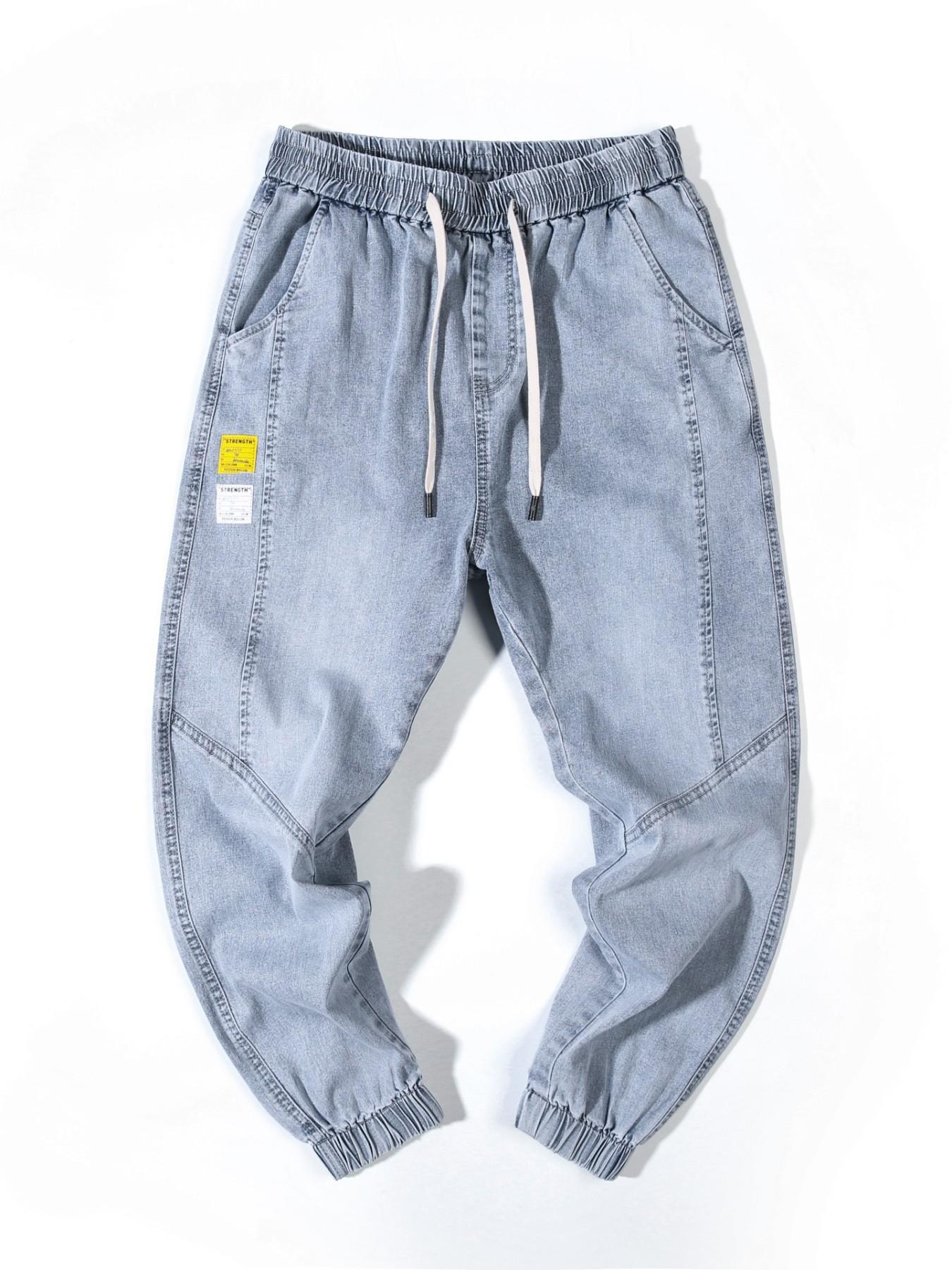 Men's Spring Summer Thin Denim Cargo Pocket Pants, New Arrival 2026 Casual Streetwear Workwear Jogger Jeans, Plain Pocket Jeans, Comfortable Men's Fashion Bottoms