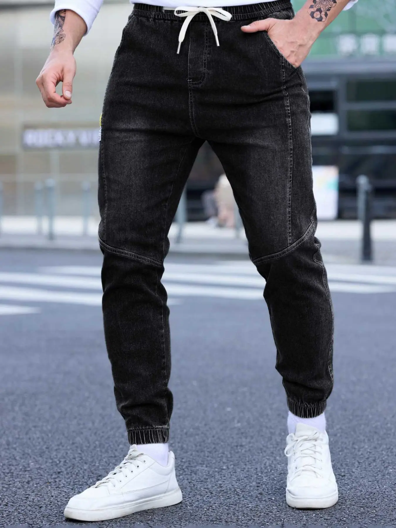 Men's Spring Summer Thin Denim Cargo Pocket Pants, New Arrival 2026 Casual Streetwear Workwear Jogger Jeans, Plain Pocket Jeans, Comfortable Men's Fashion Bottoms