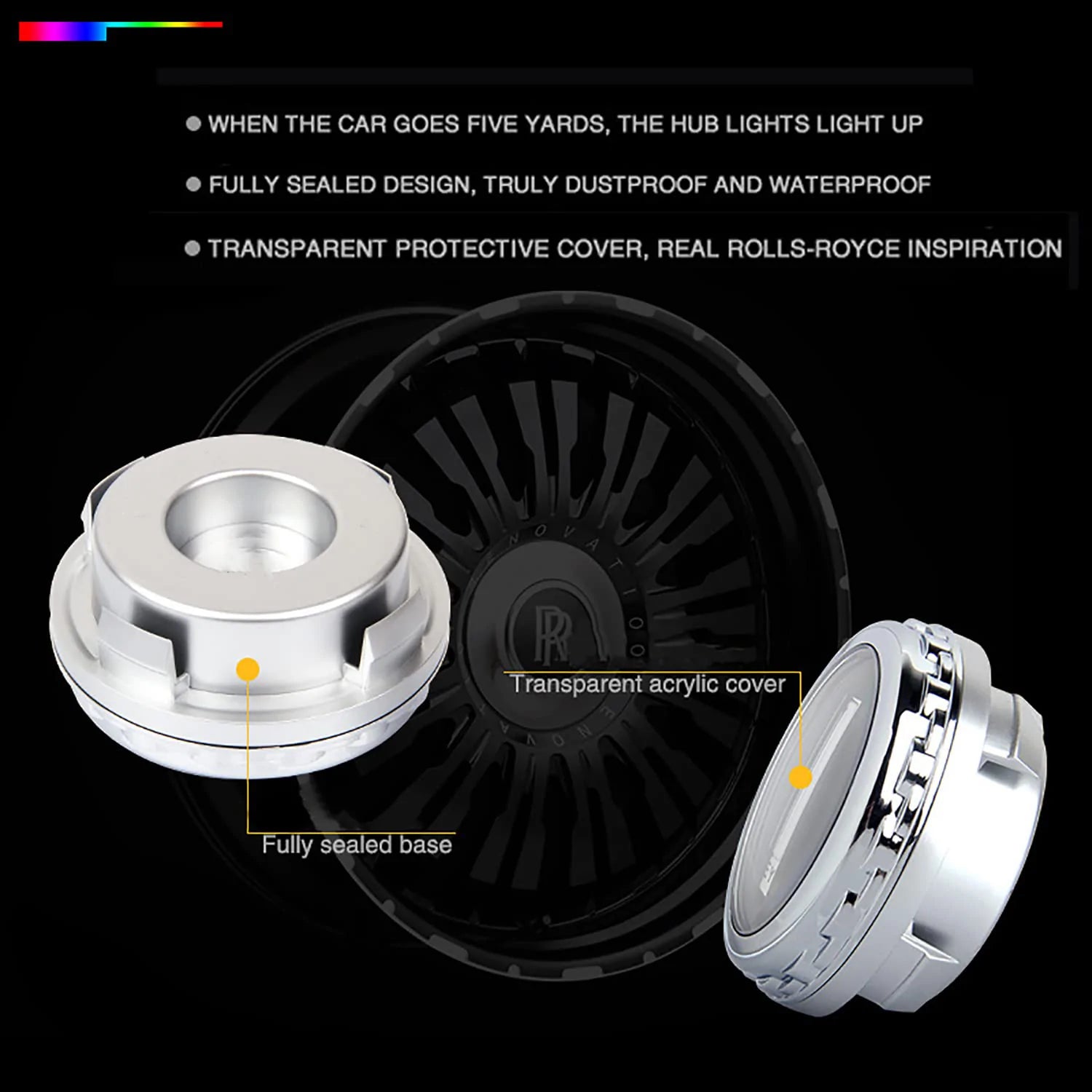 Custom Fit Floating LED Wheel Center Cover – Magnetic Suspension, Self-Charging, Waterproof, and Durable for All Weather