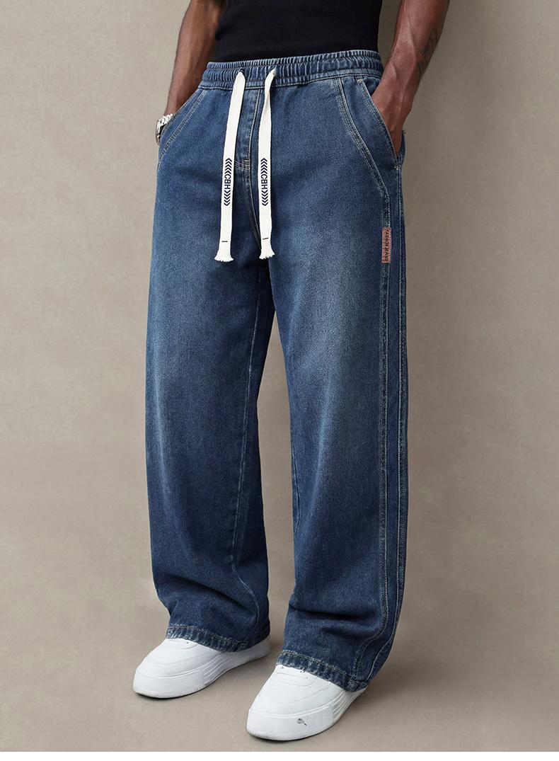 Men's stretch waist cargo jeans wide leg