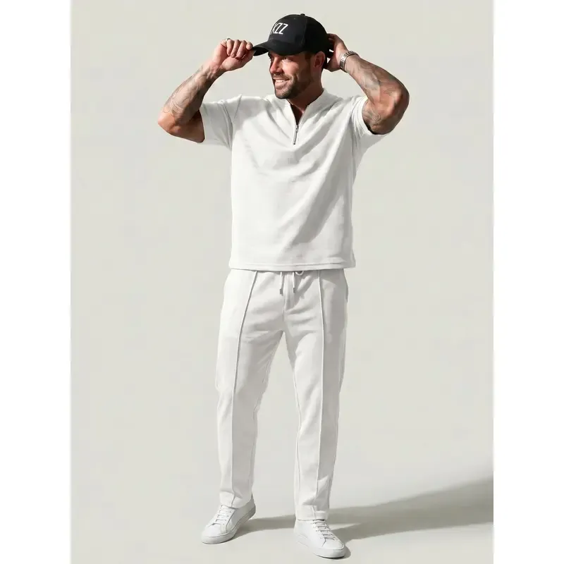 Ensemble pour homme : sweat en maille gaufr��e et pantalon droit