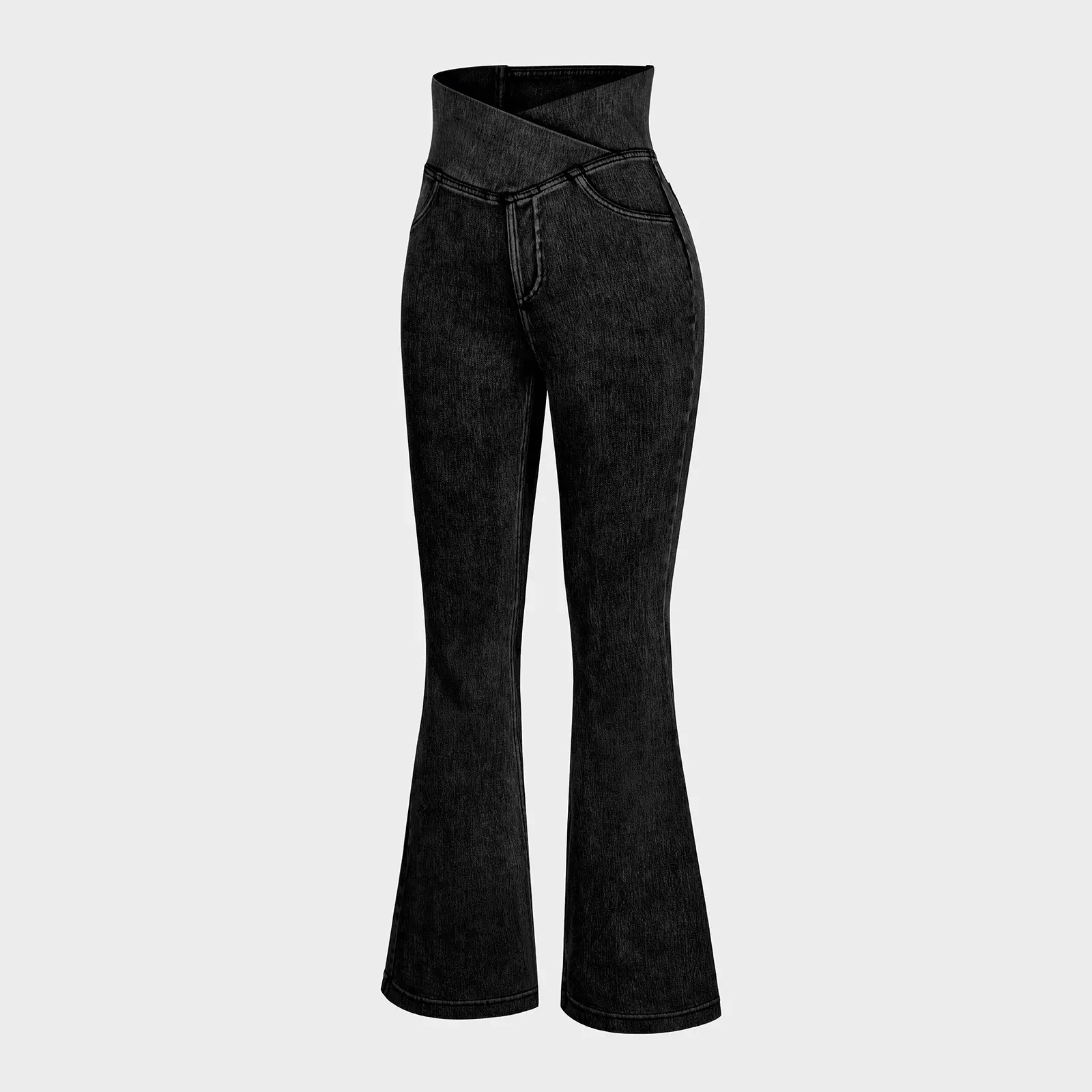 Women's high-waisted stretch crossover jeans
