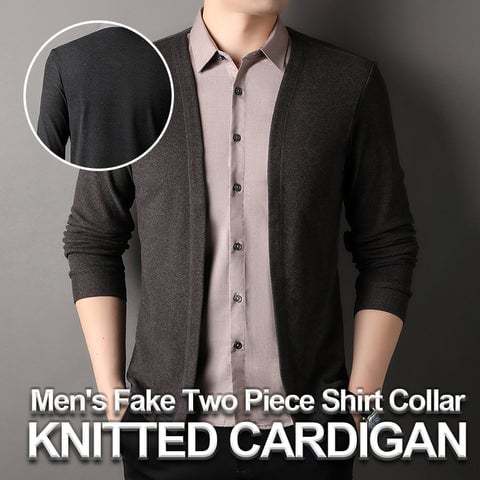 🔥Men's fake two-piece shirt collar knitted cardigan! 👔✨58% OFF!