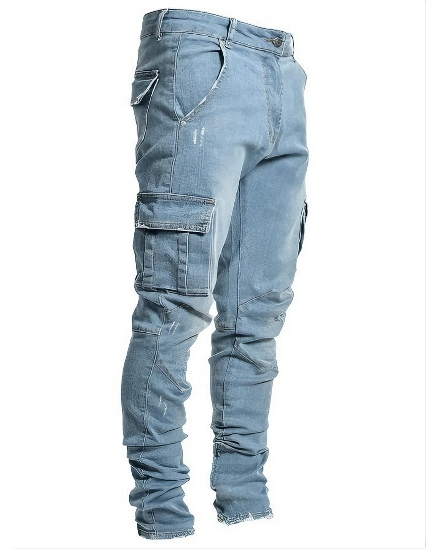 Men's Regular Fit Patched Drawstring Waist Jeans