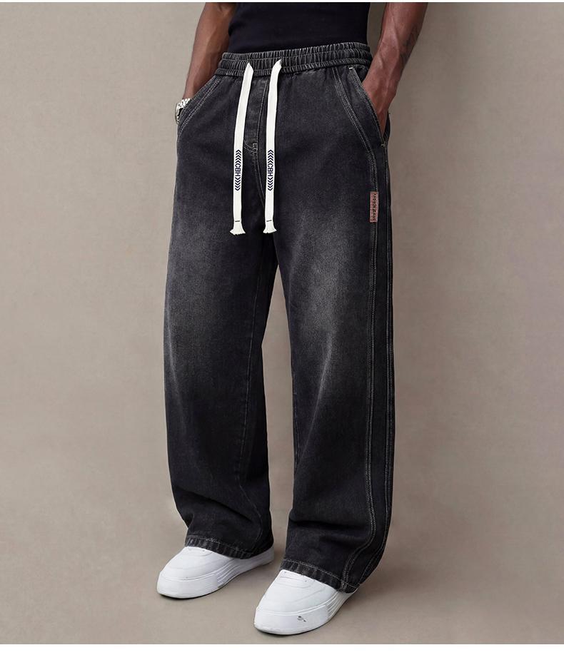 Men's stretch waist cargo jeans wide leg