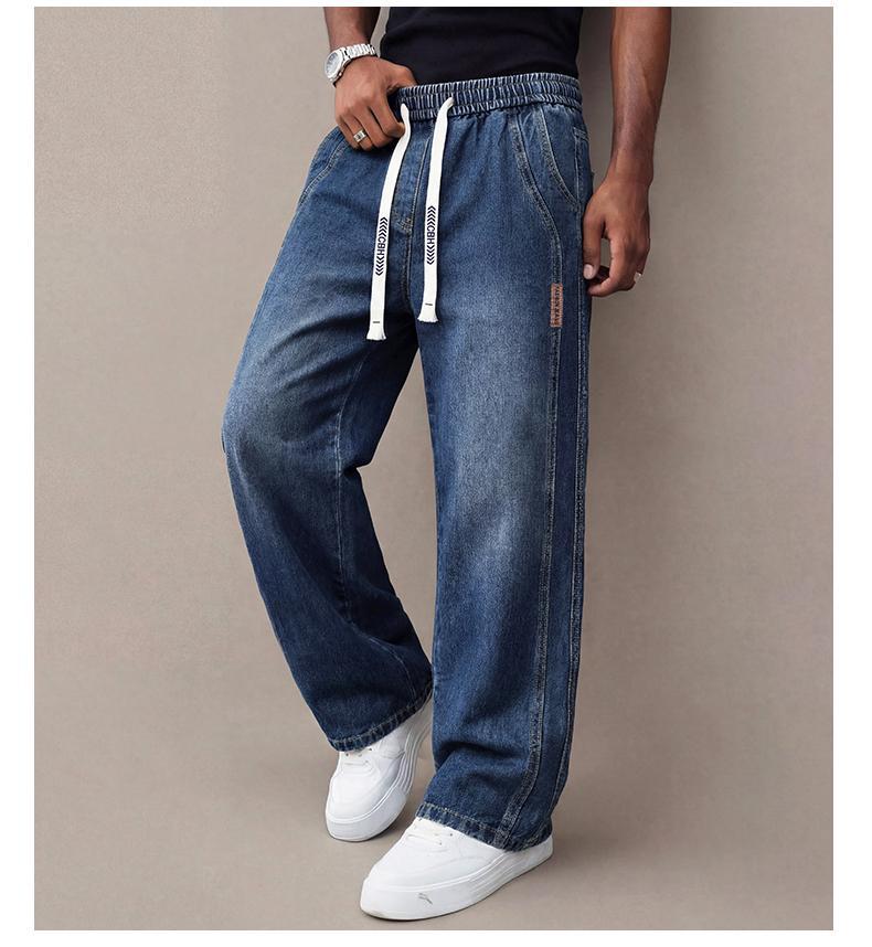 Men's stretch waist cargo jeans wide leg
