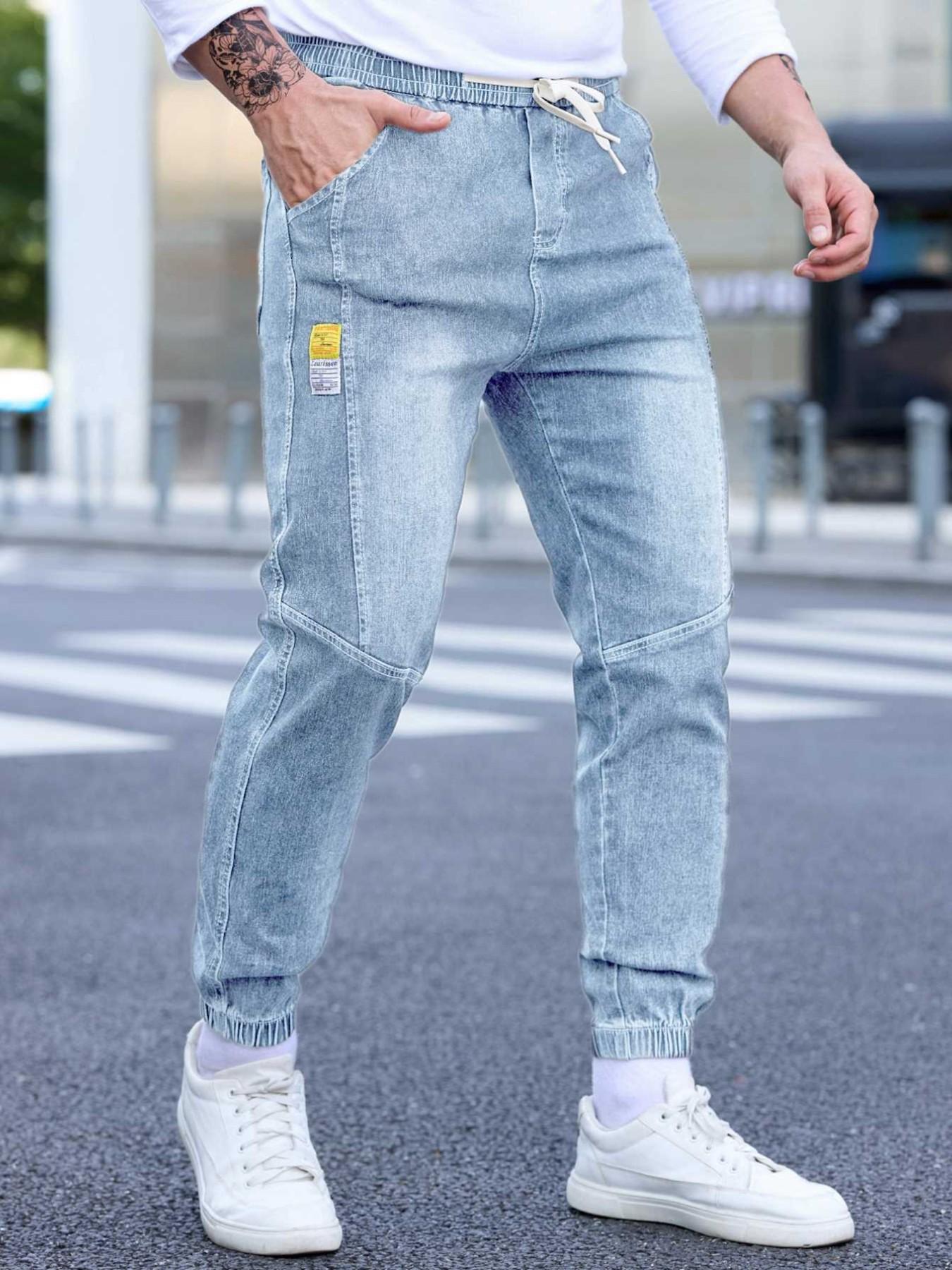 Men's Spring Summer Thin Denim Cargo Pocket Pants, New Arrival 2026 Casual Streetwear Workwear Jogger Jeans, Plain Pocket Jeans, Comfortable Men's Fashion Bottoms