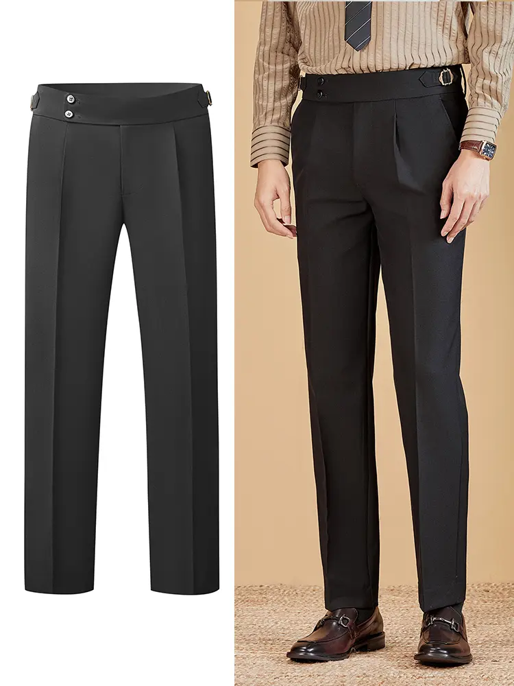Autumn And Winter Italian Straight Leg Trousers for Men Neapolitan Drape Style Business Casual Pants Retro Gentleman Trousers Classic Stylish Formal Outfit Menswear Suit
