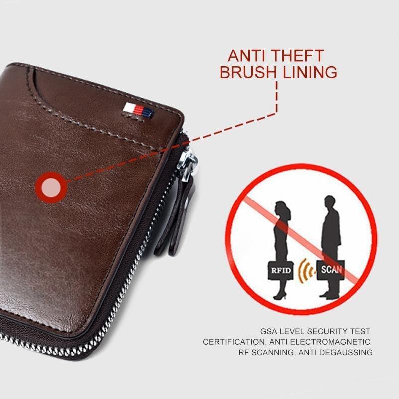 Men Wallet Zipper  Purse ( RFID PROTECTED )