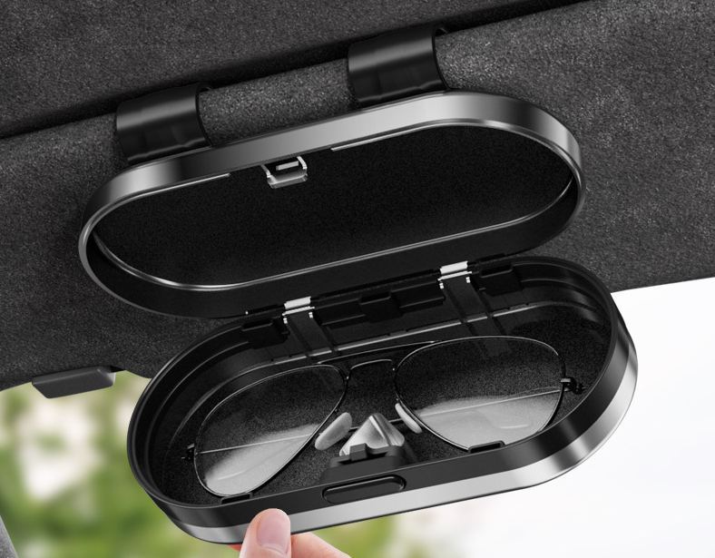 High-End Car Glasses Box Sun Visor Sunglasses Clip Car Inner Glasses Clip Sunglasses Car Storage Box Glasses Frame