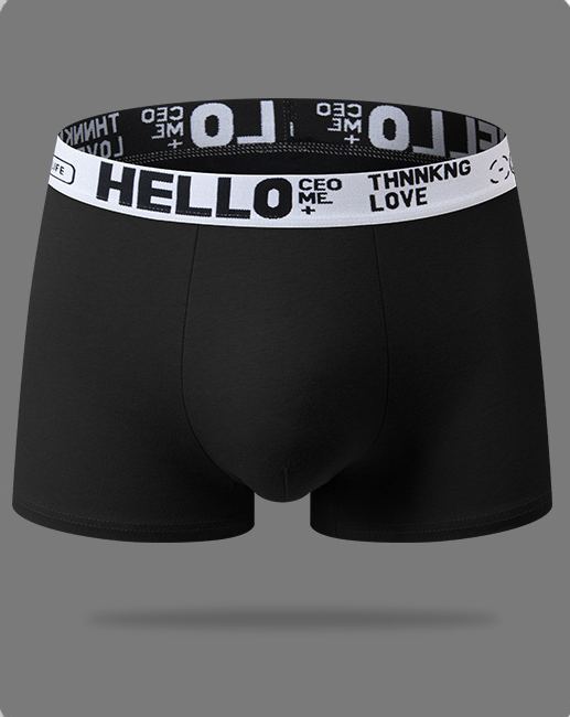 Fashion Solid Color Men'S Underwear Vitality Belt Comfortable Boxer Briefs Soft Breathable Four-Legged Shorts Hair Wholesale