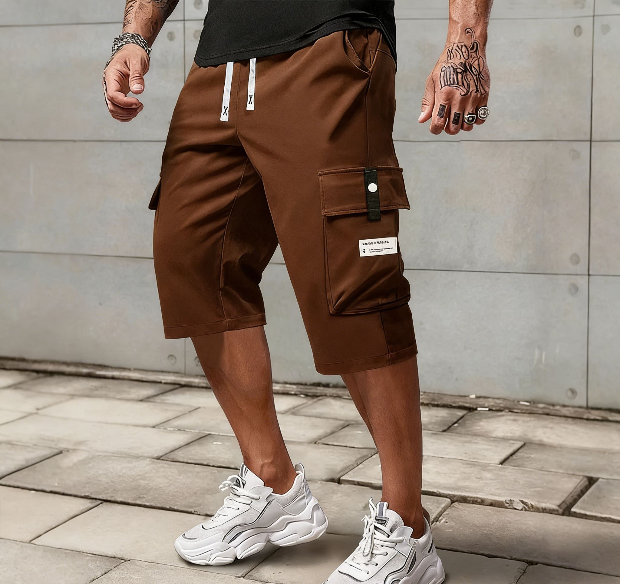 Men's Cargo Capri Pants with Drawstring - Casual and Comfortable