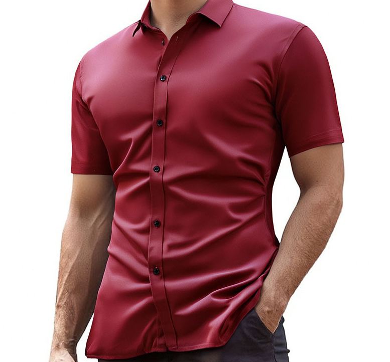 Short Sleeve Muscle Dress Shirt - Stretch Fit
