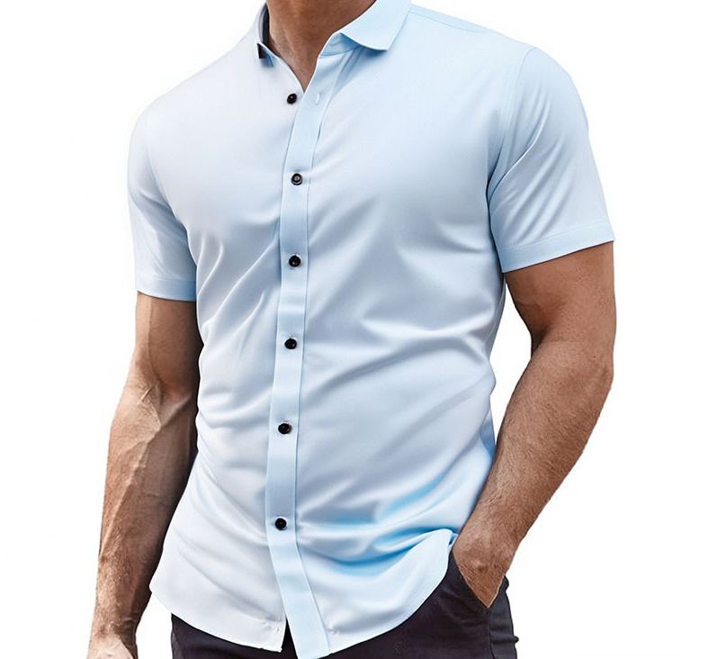 Short Sleeve Muscle Dress Shirt - Stretch Fit