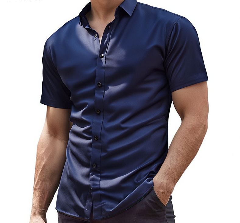Short Sleeve Muscle Dress Shirt - Stretch Fit