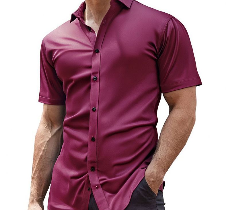 Short Sleeve Muscle Dress Shirt - Stretch Fit
