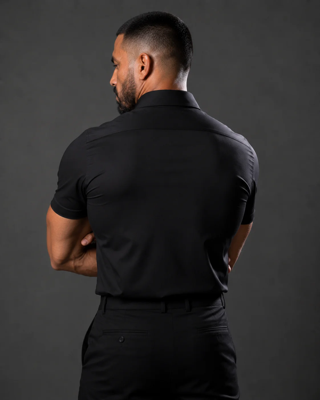 Short Sleeve Muscle Dress Shirt - Stretch Fit