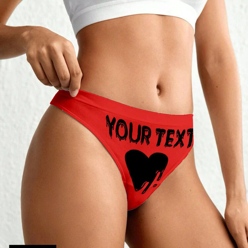 Custom Text SEXY bikini Thong Panties Heart Melted
